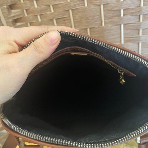 Pre-loved Vintage Fendi Pequin Brown Striped Coated Canvas Top-Handle Dome Bag - Picture 13 of 16